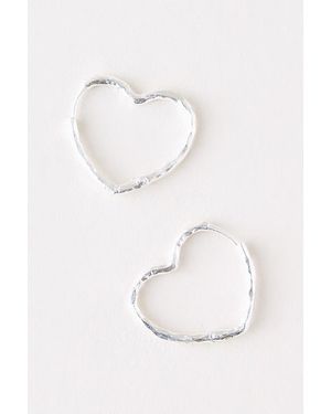 Enamel Copenhagen Medium Heart Hoop Earrings - White