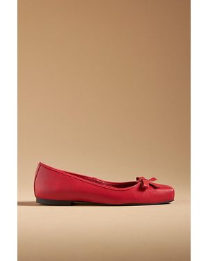 Maeve Square-Toe Ballet Flats - Red