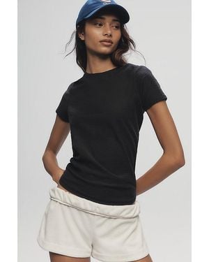 Pilcro The Bennie Slim Crew Neck Cotton-Slub T-Shirt By - Black