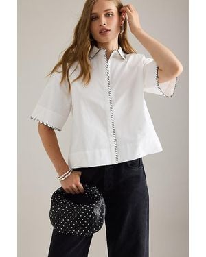 SELECTED Fia Short-Sleeve Crop Shirt - White