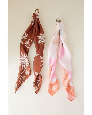 Celandine Printed Headscarves, Set Of 2 - Brown