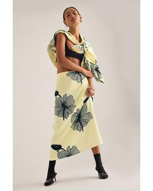 OperaSPORT Lone Floral Print Midi Skirt - Natural