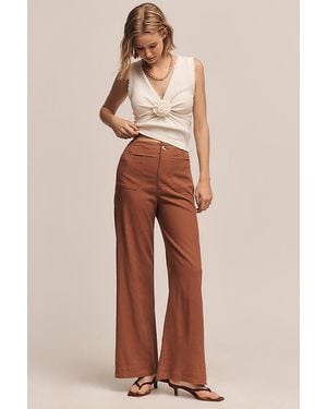Maeve The Colette Beachy Linen Full-Length Wide-Leg Trousers By - Natural