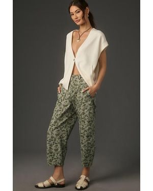 By Anthropologie The Camden Utility Barrel Trousers - Black