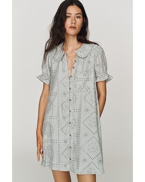 Pilcro Keira Eyelet Mini Dress - Grey