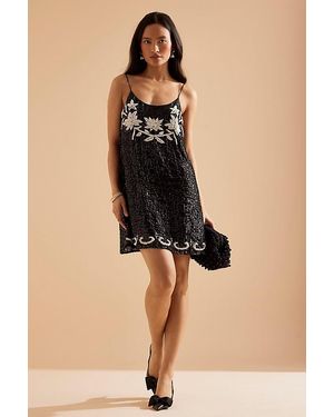 By Anthropologie Beaded Mini Dress - Natural