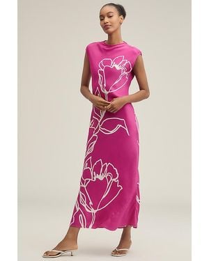 Maeve Mock-Neck Midi Slip Dress - Pink