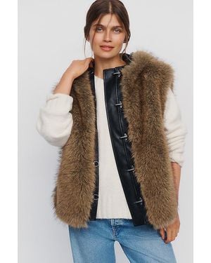 Pilcro Hooded Faux-Fur Vest - Natural