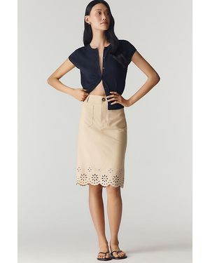 Maeve The Colette Eyelet Midi Skirt - Blue