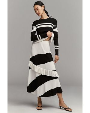 Maeve Asymmetric Ruffle Maxi Skirt - Grey