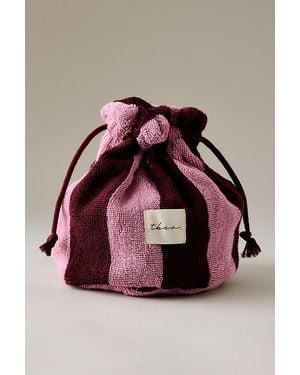 TBCo Terry Cotton Burgundy Stripe Wash Bag - Pink