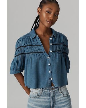 Maeve The Leandra Shirred Yoke Blouse By Denim Edition - Blue