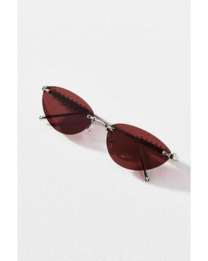 I-SEA Frameless Slim Cat-Eye Sunglasses - Red