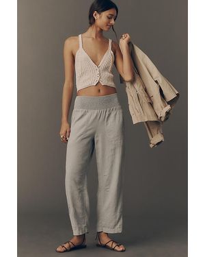 Pilcro The Reese Smocked Pull-On Barrel Trousers By Linen Edition - Grey