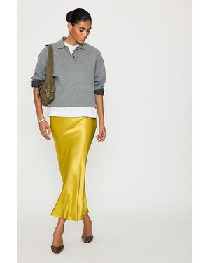 By Anthropologie Satin Bias Midi Slip Skirt - Green