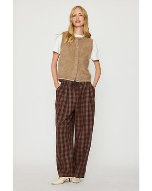 By Anthropologie Billie Brushed Check Barrel Trousers - Multicolour