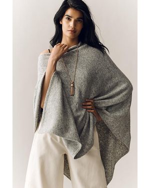 Flat White Lightweight Knit Poncho - Brown