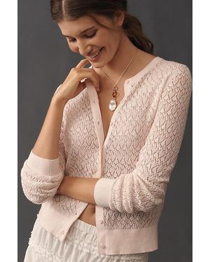 By Anthropologie Juliet Pointelle Long-Sleeve Cotton-Blend Cardigan - Multicolour