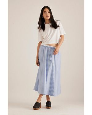 ALIGNE Mico Stripe Poplin Midi Skirt - Blue