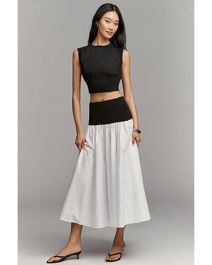 By Anthropologie Cotton Sleeveless Waisted Crop Top - White