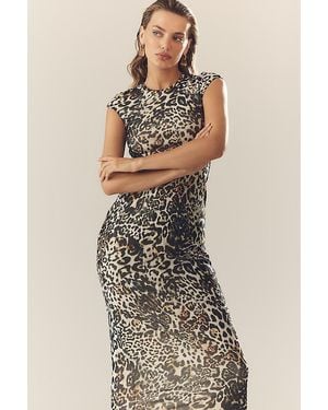 AFRM Cap-Sleeve Slim Mesh Maxi Dress - Multicolour