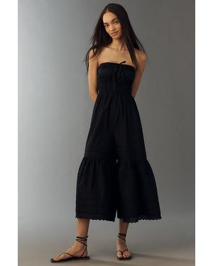 By Anthropologie Strapless Wide-Leg Jumpsuit - Black
