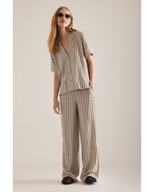 Object Sanne Stripe Wide-Leg Trousers - Natural