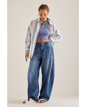 Pilcro Tapered Full Length Barrel Jeans - Blue