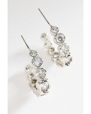 By Anthropologie Bezel Crystal Hoop Earrings - White