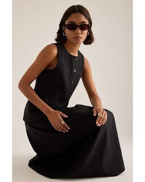 ALIGNE Harley Sleeveless Waistcoat Midi Dress - Black