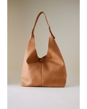 By Anthropologie The Love Knot Slouchy Bag: Buckle Edition - Natural