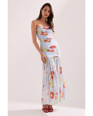 Bardot Solana Strapless Drop-Waist Mesh Maxi Dress - Pink