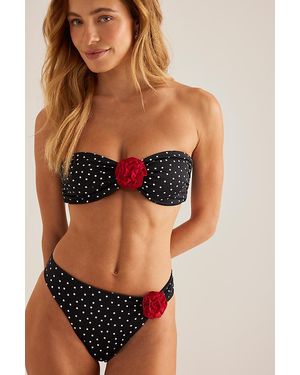 Away That Day Acapulco Rose Bandeau Bikini Top - Black