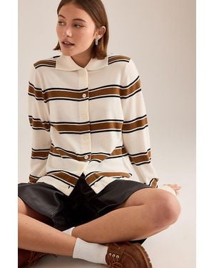 SELECTED Thea Stripe Wool Cardigan - Natural