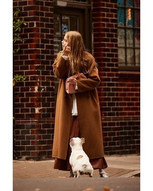 By Anthropologie Double-Breasted Wool-Blend Coat - Brown