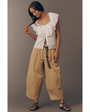 Maeve Cotton-Linen Barrel Trousers - Brown