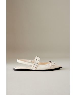 Anthropologie Maya Buckle Slingback Flats - Natural