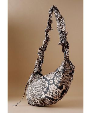 Damson Madder Snake-Print Ruched Kidney Bag - Natural