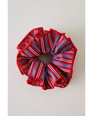 Anthropologie Oversized Stripe Hair Scrunchie - Red