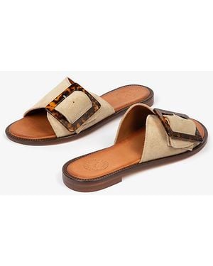 Penelope Chilvers Biarritz Buckle Slide Sandals - Natural