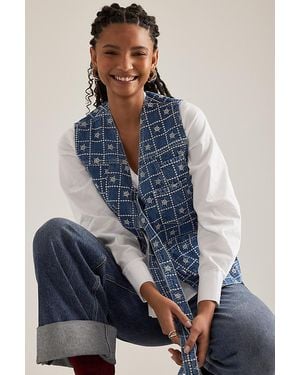 Damson Madder Broderie Denim Dilly Vest - Blue