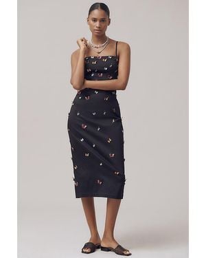 Maeve The Brynne 3D Spaghetti-Strap Midi Dress By Butterfly-Embellished Edition - Blue