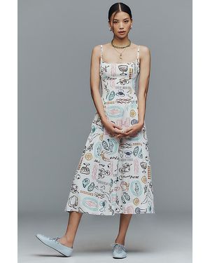 Astr Ainsley Square-Neck Midi Dress - Grey