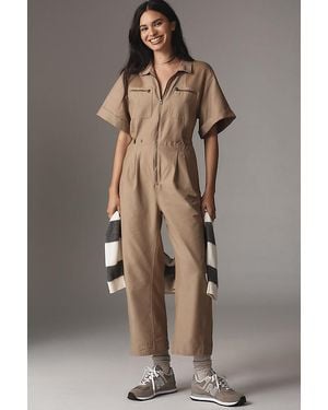 Daily Practice by Anthropologie Daily Practice Short-Sleeve Utility Jumpsuit - Brown