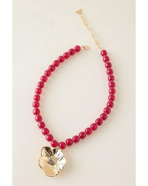 By Anthropologie Beaded Pendant Necklace - Pink