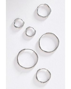 By Anthropologie Water-Resistant Hoop Earrings, Set Of 3 - White
