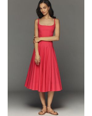Maeve Sleeveless Square-Neck Corset Midi Dress - Grey