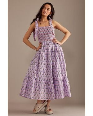 Dilli Grey Yasmin Tie-strap Midi Dress - Purple