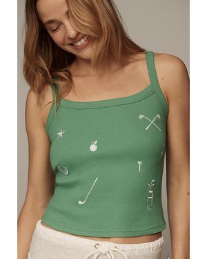 The Forecast Agency Printed Scoop Tank Top - Green