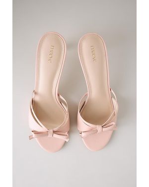 Maeve Leather Bow Mule Heels - Natural